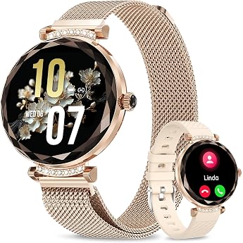Women's Smartwatch with Phone Function 1.19 Inch Touchscreen Smart Watch Watch with 120+ Sports Modes Heart Rate Monitor SpO2 Menstruation Sleep Monitor IP68 Waterproof for Android iOS