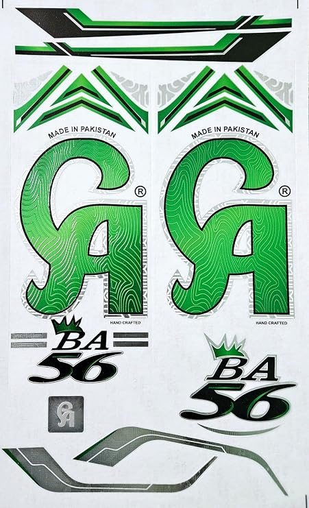 AYN Cricket Bat Sticker 4D Digital Embossed English Willow Fiber Tape Sports Accessories Protection, CA Babar Azam Green