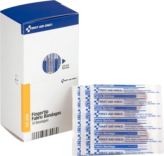 First Aid Only Fingertip Fabric Bandages, 10 Count