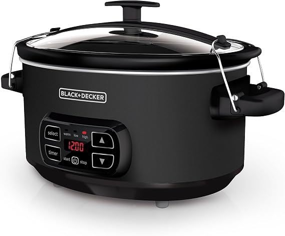 BLACKDECKER 7-Quart Slow Cooker, SCD4007, Chalkboard Exterior, Locking Lid, 3 Heat Settings, Removable Stoneware Crock