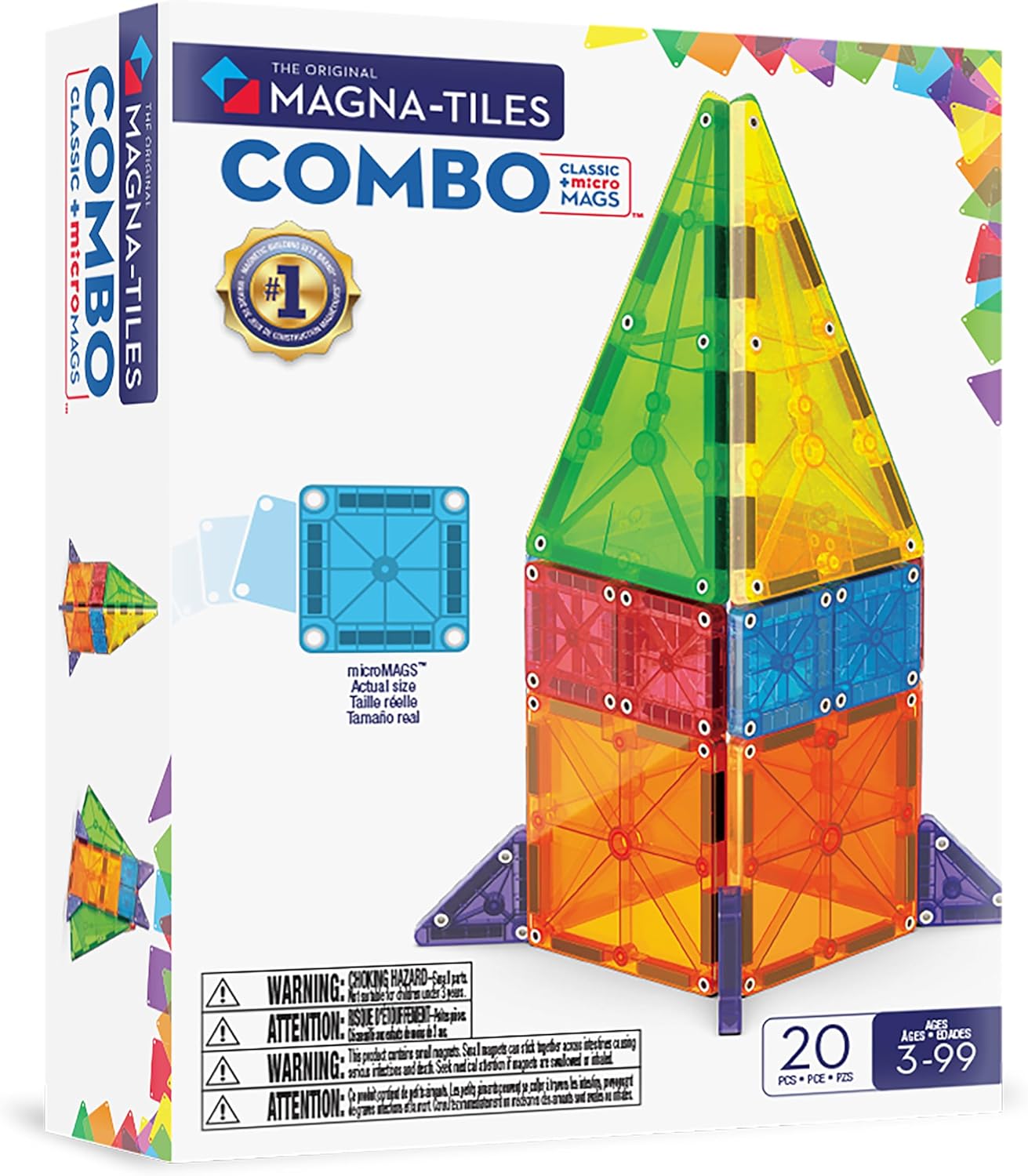 MAGNA-TILES Combo 20 Piece Magnetic Structure Set, Original Magnetic Structure Brand