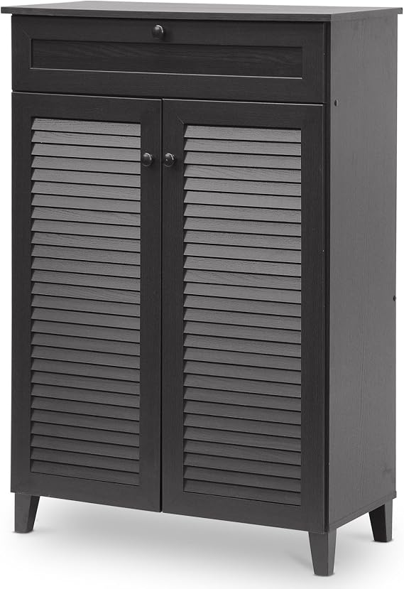 Baxton Studio Harding Shoe-Storage Cabinet, Espresso