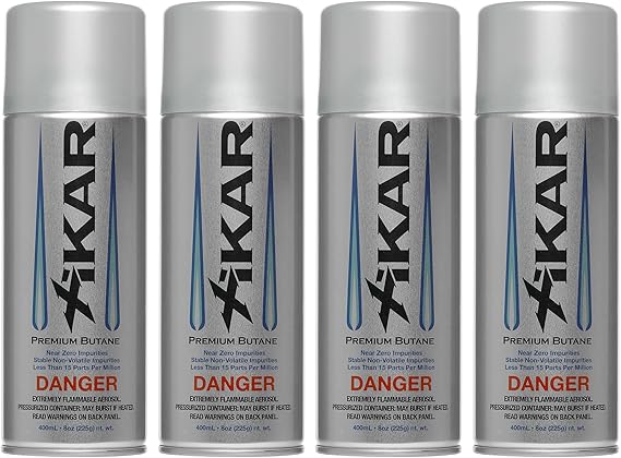 XIKAR PUROFINE Premium Butane Fuel Refill (400ml) 0 Impurities - Ultra Refined, Food Grade, Culinary Butane Refill for Torch & Lighter - Jet Flame Lighter Fuel & Kitchen Torch Refills (4 Pack/8oz)