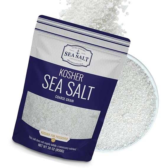 Sea Salt Superstore Kosher Sea Salt, Coarse Grain, Non-Iodized, 30 oz Bag