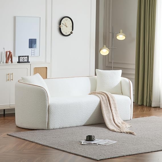 82" Curved Sofa,3 Seater,Living Rooms,Bedrooms,Apartment Office,White