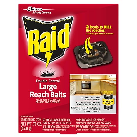 Raid Double Control Large Roach Baits for Indoor Roach Control Child Resistant Bait Stations 8 Count (Pack of 1)