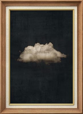 SIGNWIN Premium Frame Art Lone Cloud in Night Sky Minimalist Illustrations Fine Art Traditional Iconic RelaxCalm for Living Room, Bedroom, Office - 26x36 Natural