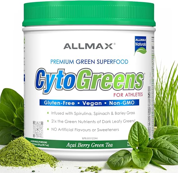 ALLMAX CytoGreens Super Greens Powder, Acai Berry Green Tea, 60 Servings