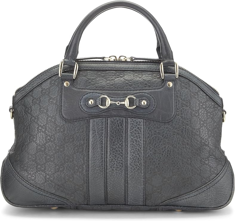 Pre-loved Navy Guccissima Leather Catherine Dome Handbag, Green