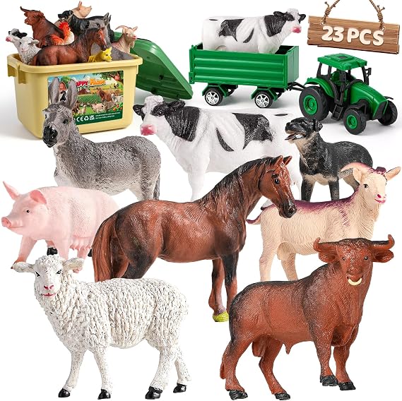 23 PCS Farm Animal Toys with Animal Figures for Toddlers Kids 3-5