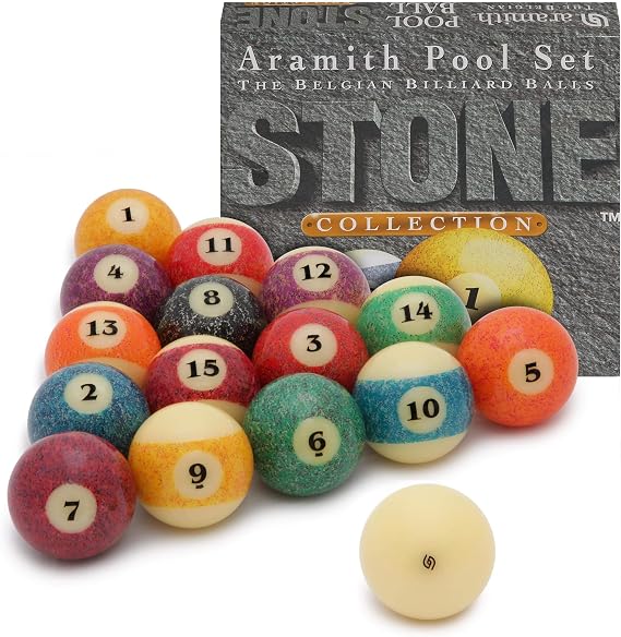 Aramith Stone Billiard Pool Ball Set 2 1/4" Granite Look