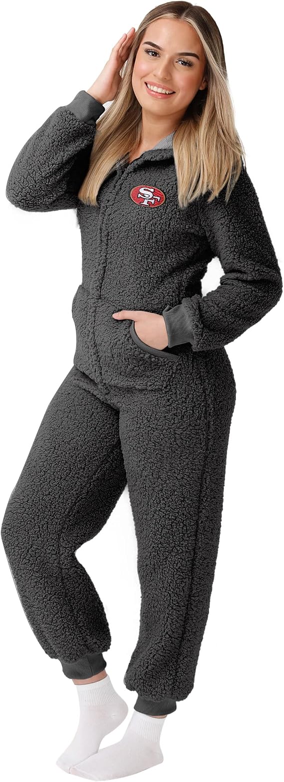 FOCO Women's NFL Team Logo Sherpa One Piece Lounge Pajamas