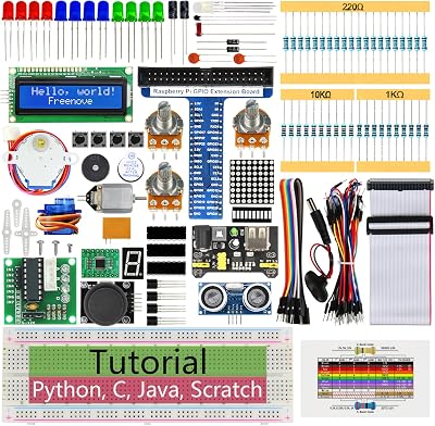 Freenove Ultrasonic Starter Kit for Raspberry Pi 5 4 B 3 B 400 Zero 2 W, 820-Page Detailed Tutorial, Python C Java Scratch Processing Code, 171 Items, 108 Projects Raspberry Pi NOT Included