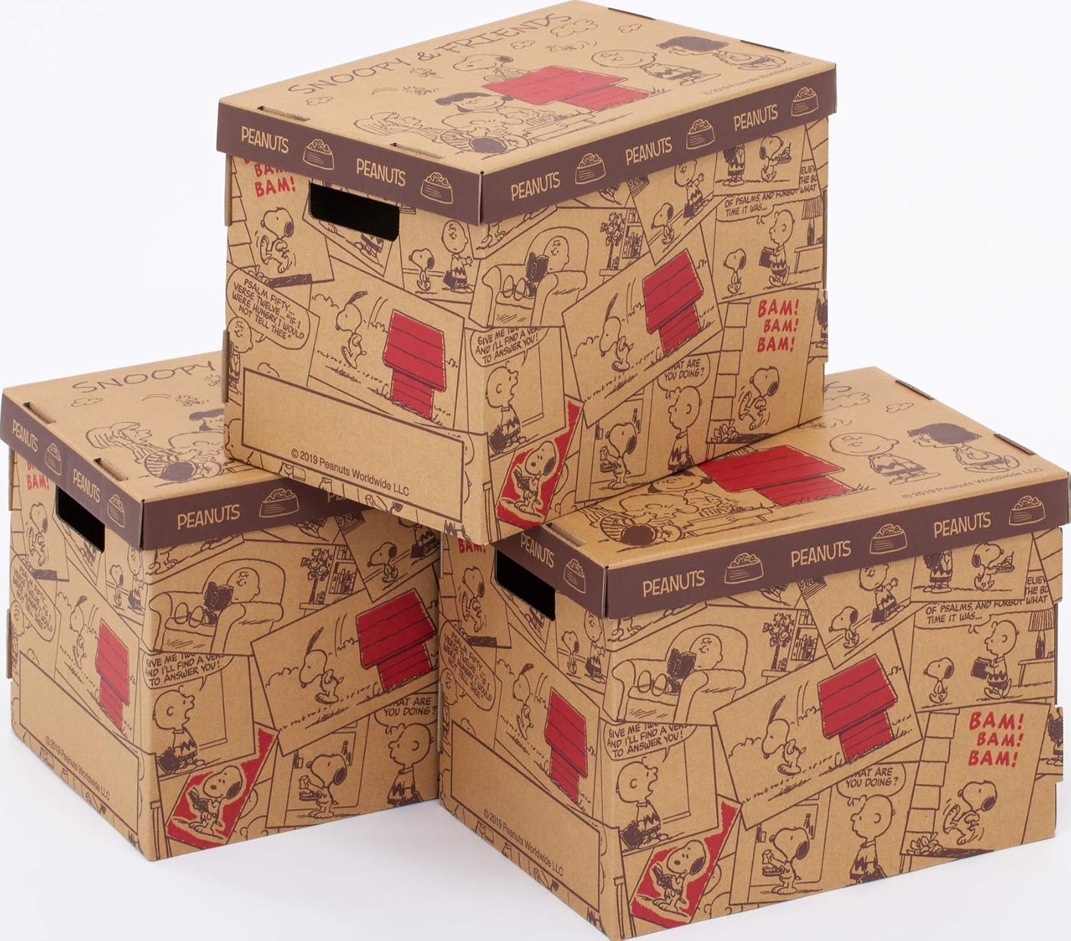Astro Snoopy Storage Box Set of 3, A4 and A4 Variant Womens Magazine Size Compatible, Made in Japan, Cardboard, Includes Bottom Plate and Lid, 900-31