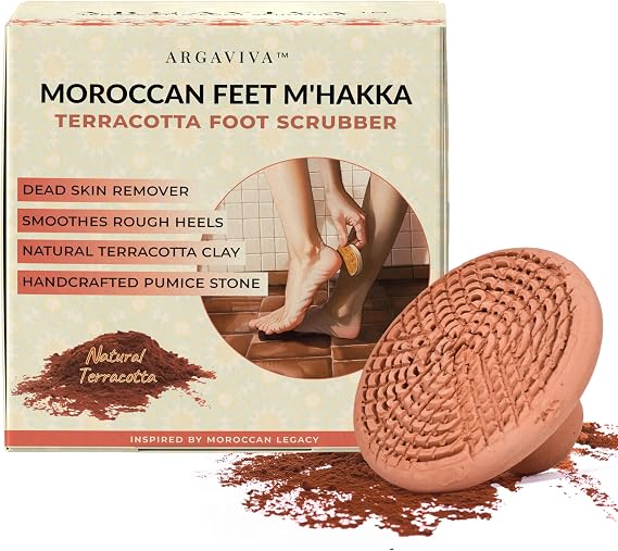 Natural Terracotta Pumice Stone for Feet Handcrafted Foot Scrubber & Callus Remover with Gentle Exfoliation and Ergonomic Design for Smooth, Soft & Refreshed Feet for a Spa-Like Pedicure