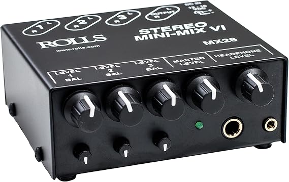 Rolls MX28 MINI-MIX VI Three-Channel True Stereo Line Mixer,Black