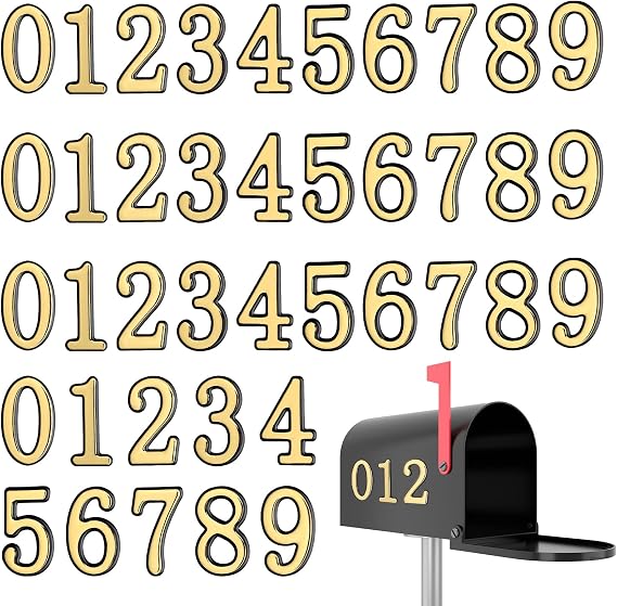 4 Sets Reflective Mailbox Numbers for Outside, House Numbers for Mailbox 3D Self Adhesive Waterproof Mailboxes Number 2 Inch Door Address Sticker for Mailboxes Apartment House Trash Bin Address Number