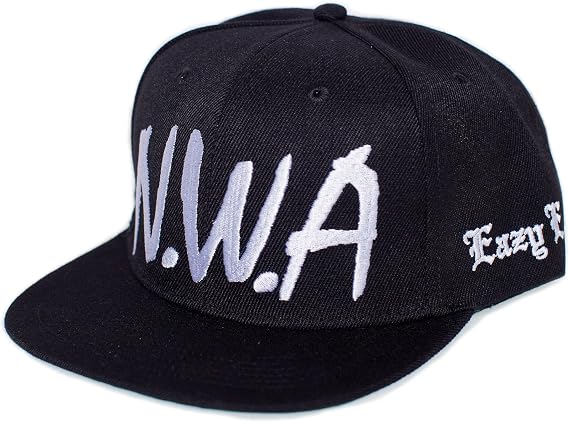 Old School Flat Brim Embroidered Hat Unisex Adult Black Cap
