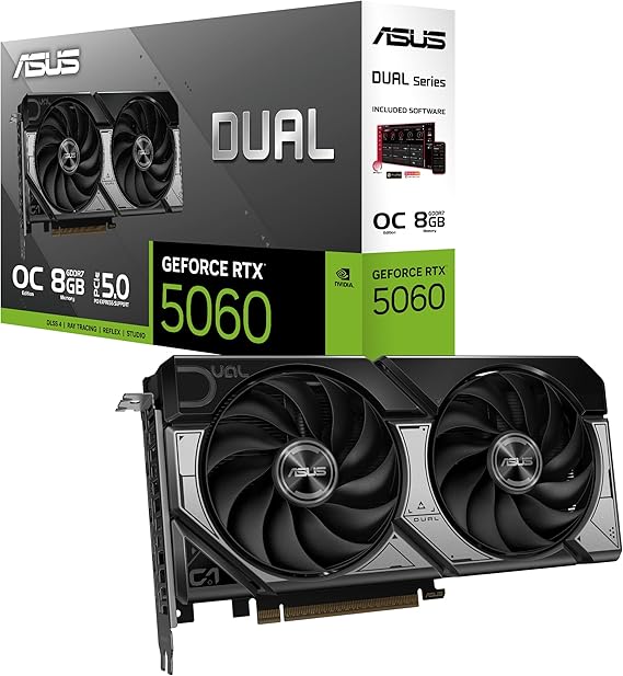 ASUS DUAL GeForce RTX 5060 8GB GDDR7 OC Edition Video Card DUAL-RTX5060-O8G Domestic Authorized Distributor Product
