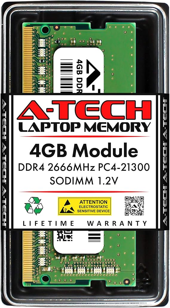 A-Tech 4GB RAM for ZOTAC ZBOX CI527 Nano, CI549 Nano, EN1060K, Magnus EC72070S, Magnus EN1060, MI526, MI552, QK7P5000, ZBOX-EN1070K, ZBOX-MI553-P | DDR4 2666MHz PC4-21300 SODIMM Non-ECC Memory Upgrade