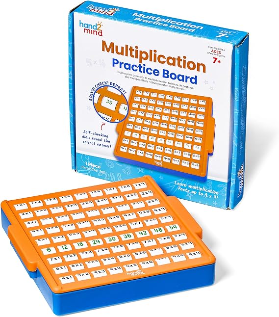 hand2mind Multiplication Practice Board, Math Facts Games, Elementary Math Manipulatives, Educational Toys, Kids Learning Toys, Number Centers for Classroom, Multiplication Table Learning Activities