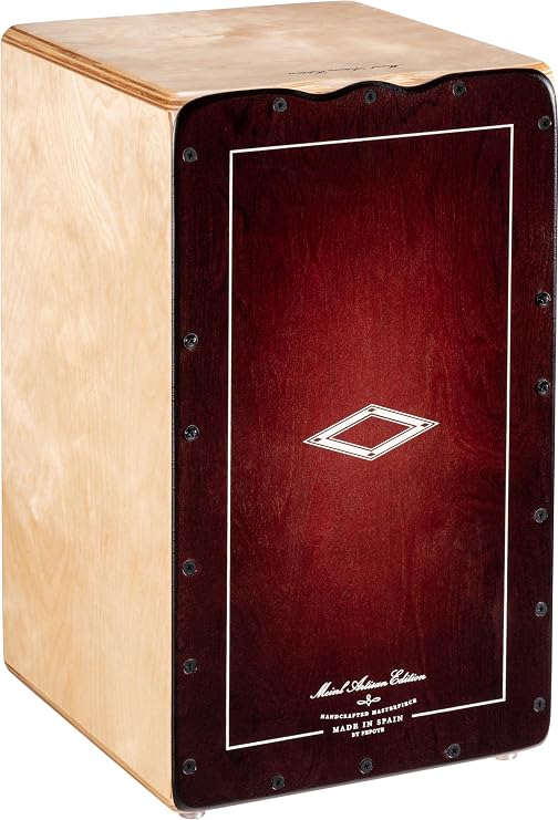 Meinl Artisan String Cajon with Dark Red Burst Frontplate / Baltic Birch Body - MADE IN SPAIN - Solea Line, (AESLRB)