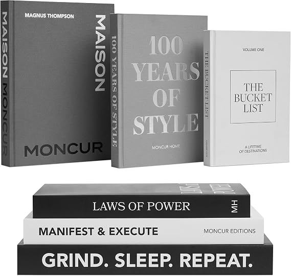 Moncur Home Decorative Coffee Table Books Set of 3 Black & White Design Books with Removable Covers and Real Blank Pages for Modern Home Decor, Shelf Styling and Aesthetic Interiors