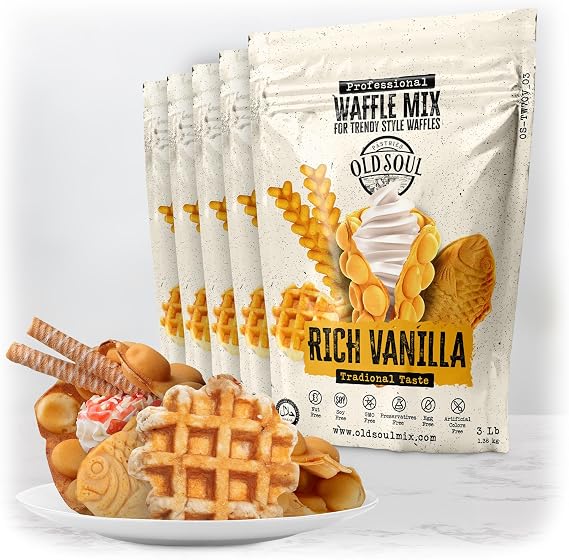 Trendy Waffle & Pancake Mix | Bubble Belgian Cone | Natural Ingredients | Easy Preparation | Reach Vanilla Flavor | 15 Lbs