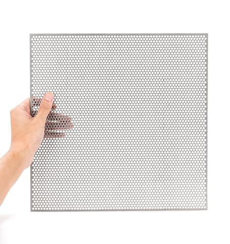 Perforated Stainless Steel Sheet - 12'' x 12'' x 0.06"(16 GA), Steel Perforated Sheet