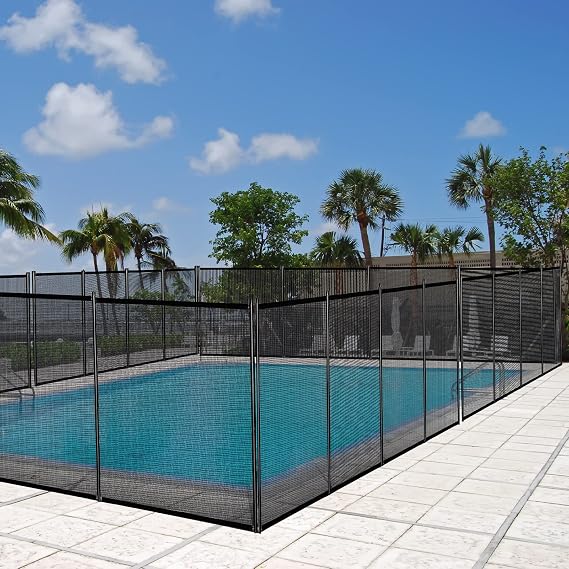Pool Fence Outdoor,4X12 Ft Pool Fence for in-Ground Pool,Pool Fence DIY Life Saver Fencing Section Kits,Removeable Outdoor Child Safety Fencing Inground