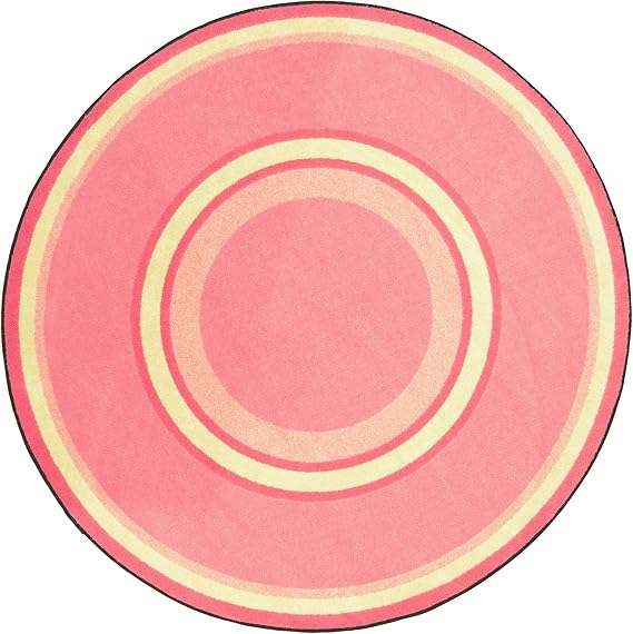 Joy Carpets Kid Essentials Ripples Misc Sold Color Area Rugs, 5'4" Round, Pretty Pink
