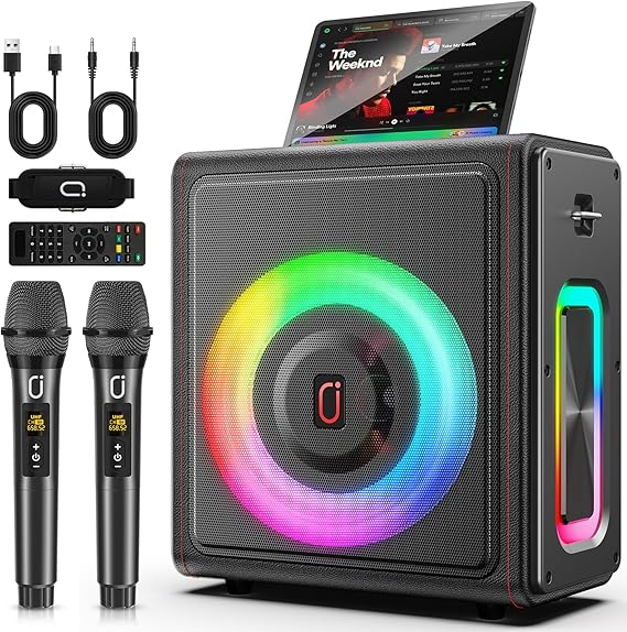 Karaoke Machine for Adults with 2 Wireless Microphones, 200W PA System