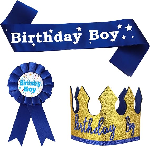 3 Pcs Birthday Boy Hat, King Crown Party Accessory