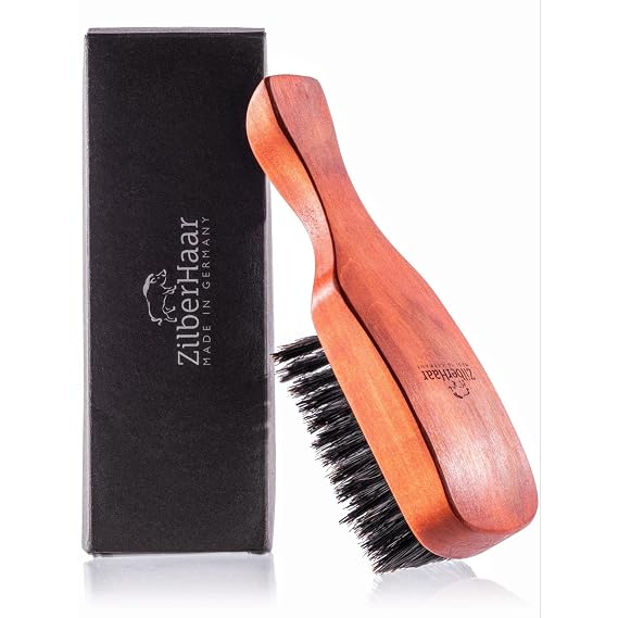 ZilberHaar Major Men's Hair and Beard Brush Soft Boar Bristles Massages and Exfoliates Skin and Scalp Ideal Men's Grooming Accessory Made in Europe