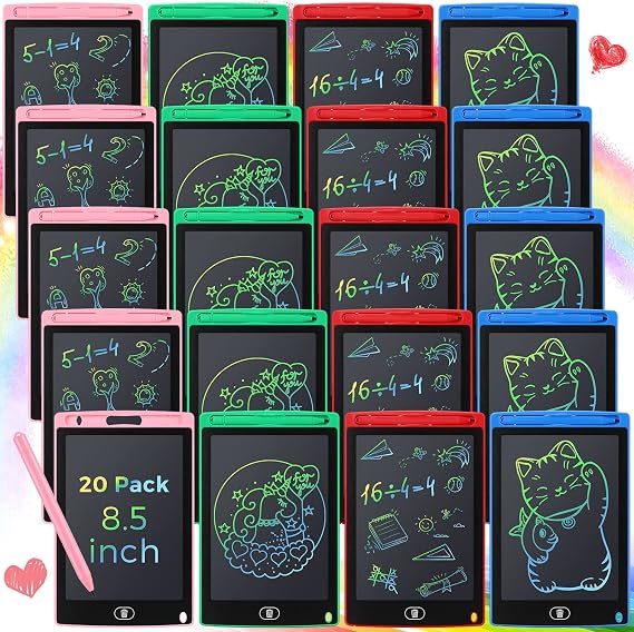 Zhehao 20 Pack 8.5 Inch LCD Writing Tablet Drawing Board,Vibrant,Classic | Reusable Erasable Doodle Pads for Kids Ages 3-8, Educational Toys Bulk, Party Favor Games, LCD Drawing Activities