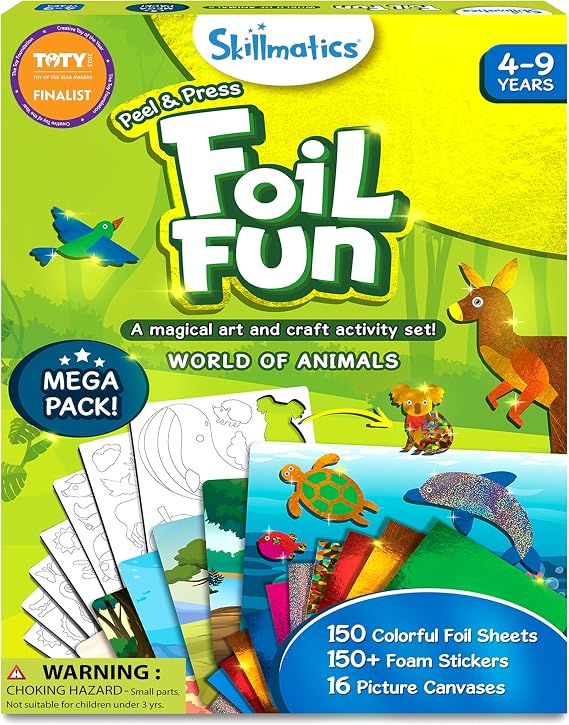 Skillmatics Foil Fun Animals Mega Pack, Foil Art Kit, Gift for Boys & Girls