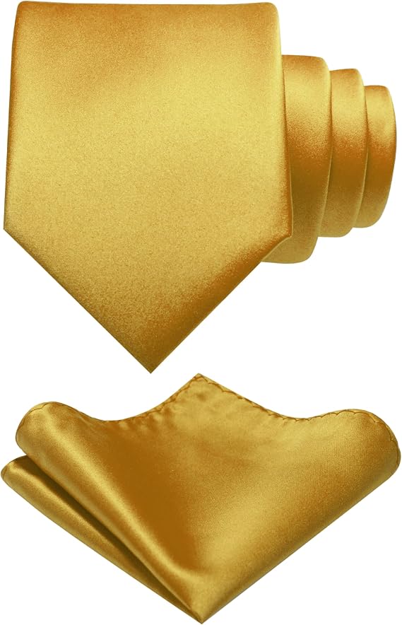 RBOCOTT Solid Color Tie and Pocket Square Hankerchief with Lapel Pin Set for Men