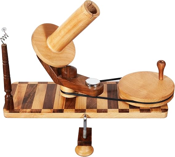Hind Handicrafts Wooden Yarn Ball Winder for Knitting Crocheting - Handcrafted - Natural Hand Operated - Knitter's Gifts Center Pull Ball Winder (Check 7)