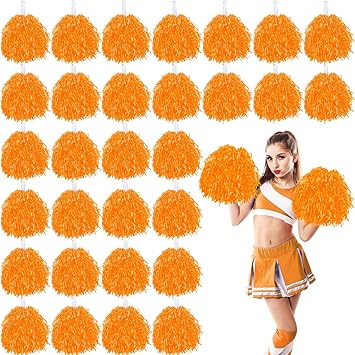 60 Pcs Cheerleading Pom Poms Bulk Cheer Pom Poms Sets Metallic Foil Fun Spirited Cheer Pom Poms with Plastic Handles, Cheerleader Pompoms for Kids Adults Sports Match Cheering Squad