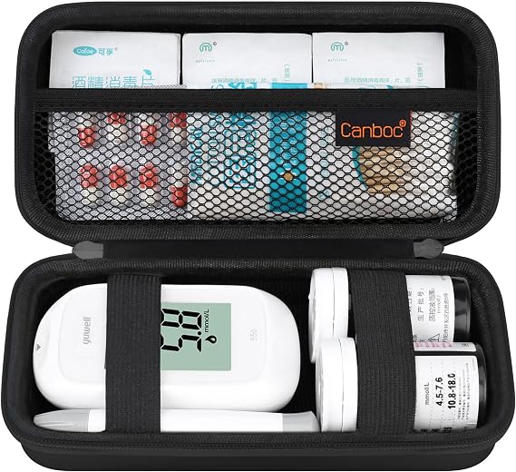 Canboc Diabetic Case for Glucose Meter Diabetes Testing Kit, Black