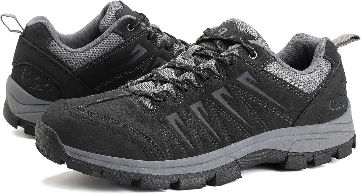 OL OUTJET LEGEND Men's Waterproof Hiking Shoes Leather Comfortable Lightweight Anti-Slip Outdoor Walking Work Sneakers