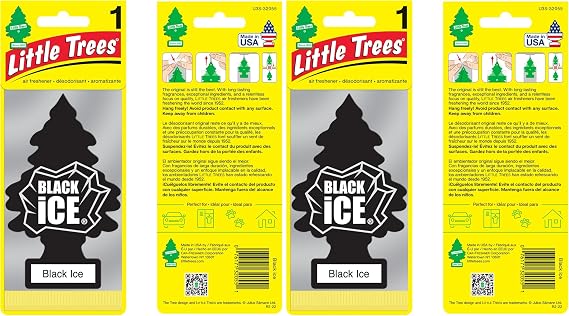 Little Trees Air Freshener Tree MTR0004 Black Ice Fragrance For Car Home Boat Caravan - Single Pack (Pack of 2)