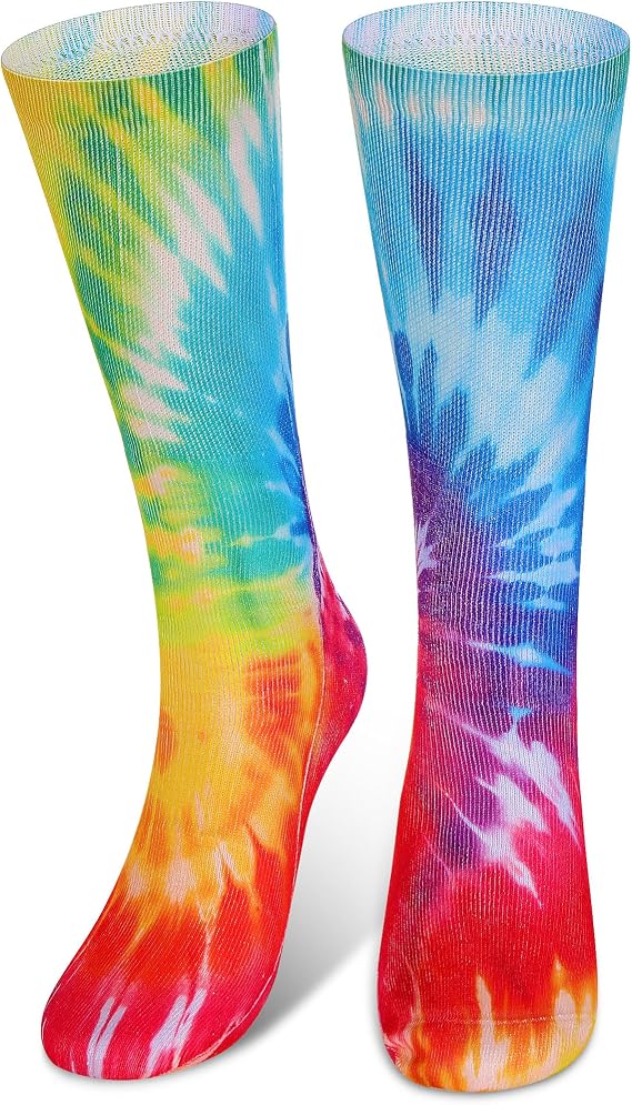 SATINIOR Tie Dye Socks Unisex Colorful Long Soccer Softball Socks Tie Dye Accessories for Women Men Youth