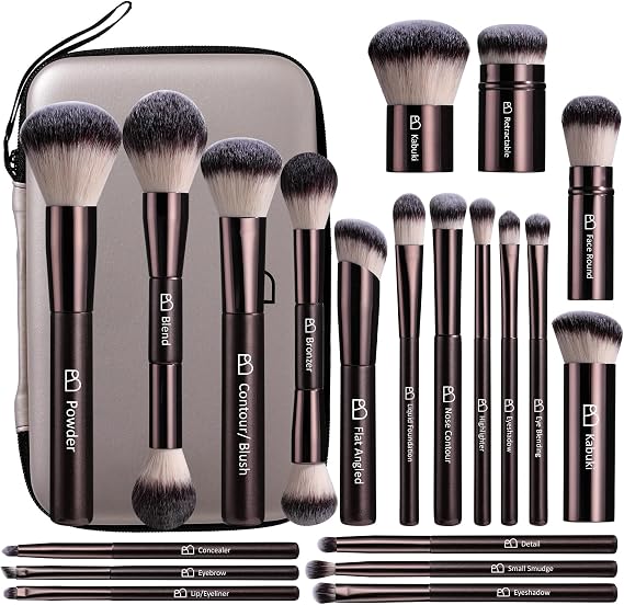 BS-MALL 20 Pcs Makeup Brushes Set Pro With Portable Case - Eyeshadow Brush, Concealer Brush, Blush Brush & Foundation Brush For Travel, Daily Use & Versatile Occasions