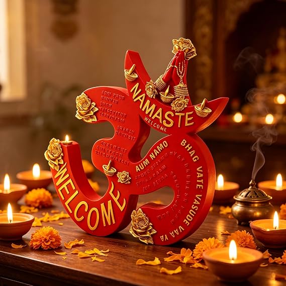 OM Namaste Welcome Sign Wall Hanging Decor Hindu Diwali Gifts Pooja Decor