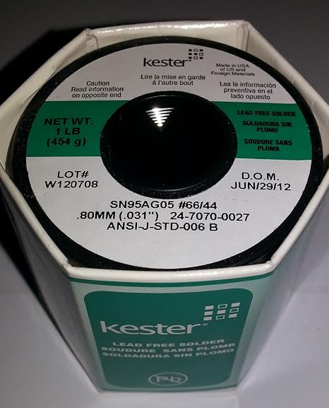 Kester 44 Activated Rosin Flux Core Lead-Free Solder Wire - 1 lb - 0.031 in Wire Diameter - Sn/Ag Compound - 24-7070-0027 [PRICE is per POUND]