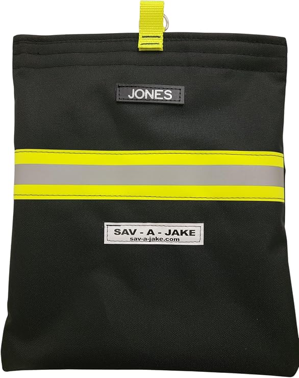 Firefighter SCBA Mask Bag Scott MSA Interspiro Draeger Black w/Yellow & Silver Reflective Custom Personalized