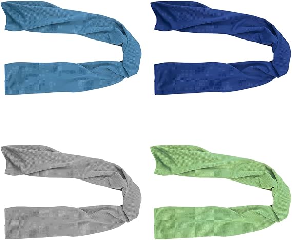 Cooling Towels 4 Pack, 40x12 Inch Cooling Towel for Neck & Face, Sports | Cooling Neck Towel: Ideal for hiking, gardening, road trips, sports events, dog walks and hot weather activities.