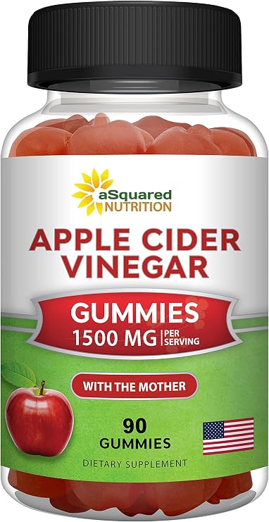 Apple Cider Vinegar Gummies - 1500mg/Serving - ACV Supplement with Mother | ACV with Vitamin B6 & B12, Folic Acid - Vegan Gummy Alternative to Capsules, Pills, Tablets & Drink - 90 Gummies