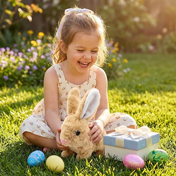 Realistic Bunny Toy that Moves,Gift for Girls Boys Toddler Easter Toy